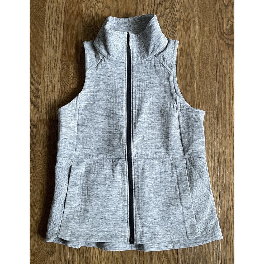 Lululemon Going Places Vest Heathered Space Dyed Grey With Black Zipper Size‎ 4